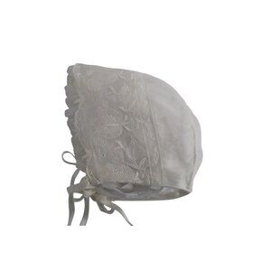 Mary Smith Batiste Baby Bonnet Hat Vintage White 93680 Christening Baptism